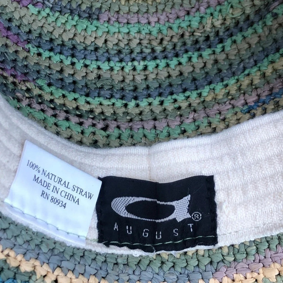 August Multi-Colored Wide Brim Packable Straw Sun Hat - Picture 6 of 6